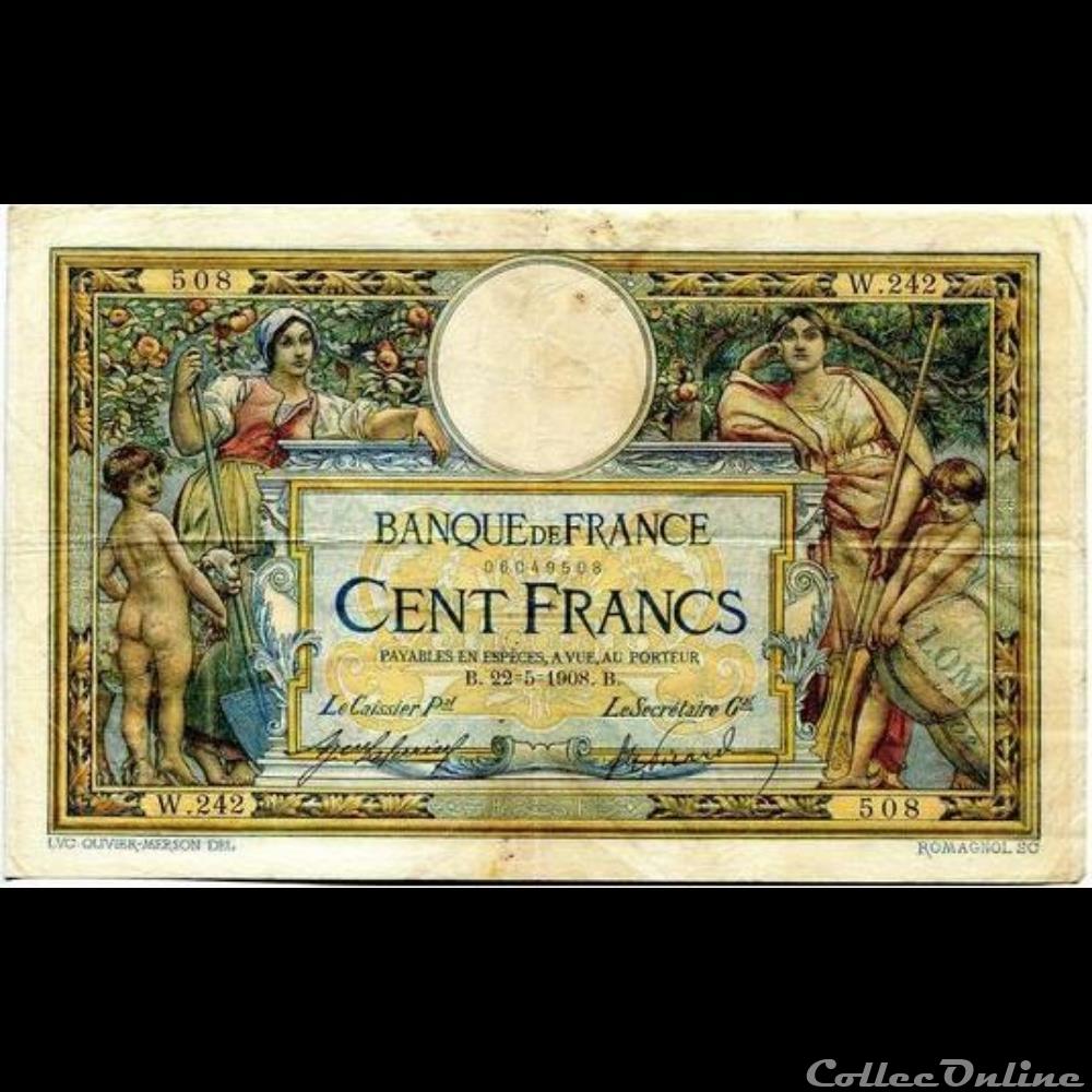 22-05-1908 -- W.242 508 billet france banque de xxe 22 05 1908 w 242 508