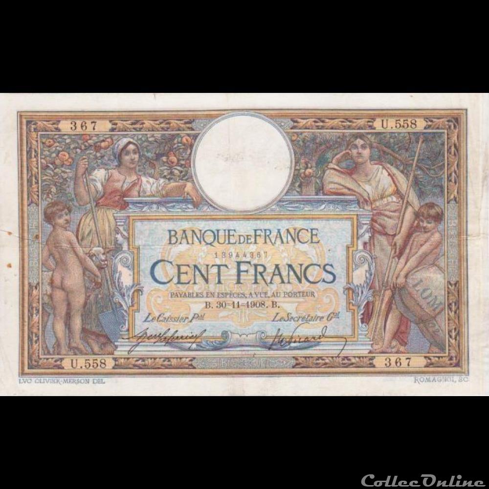 30-11-1908 -- U.558 367 billet france banque de xxe 30 11 1908 u 558 367