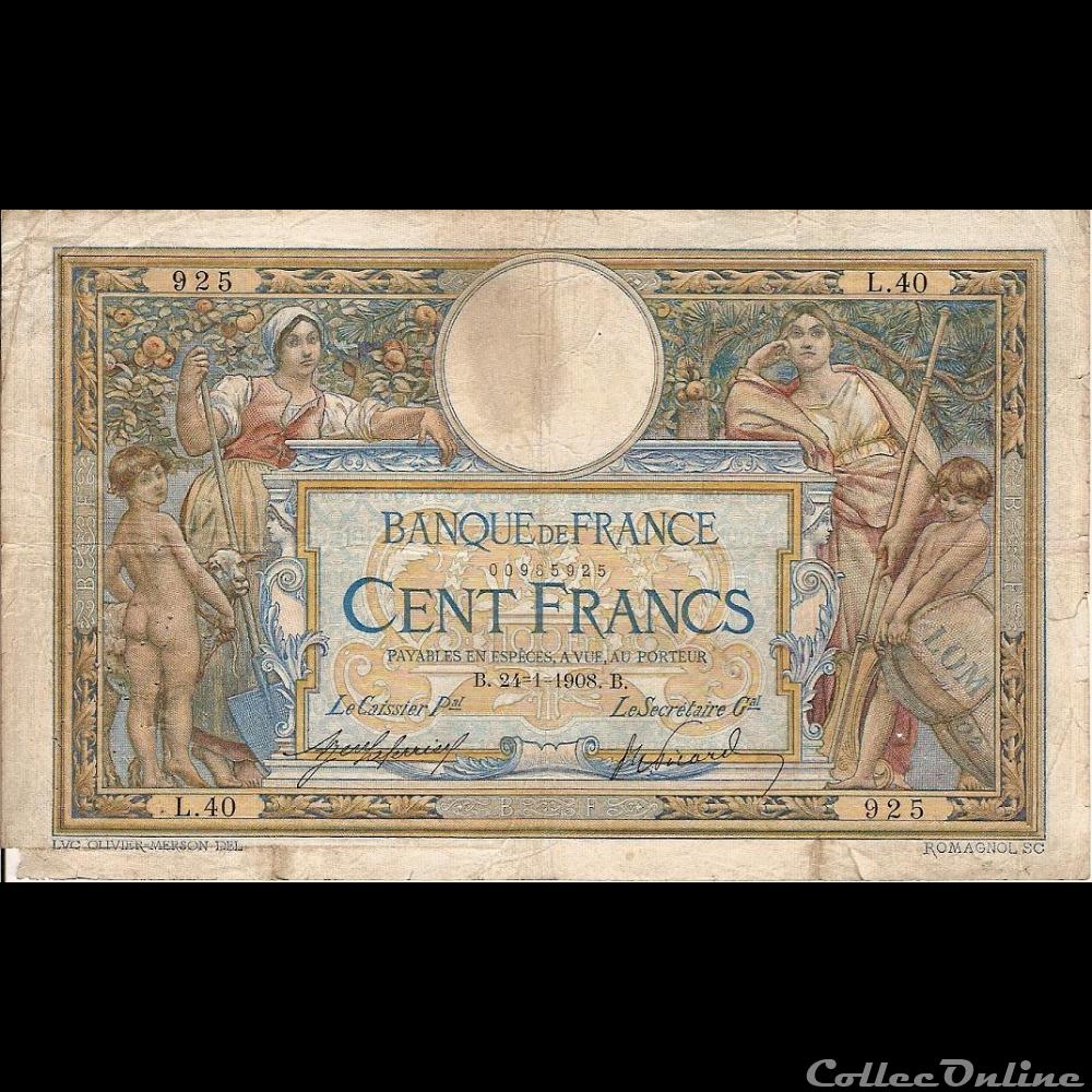 24-01-1908 -- L.40 925 billet france banque de xxe 24 01 1908 l 40 925