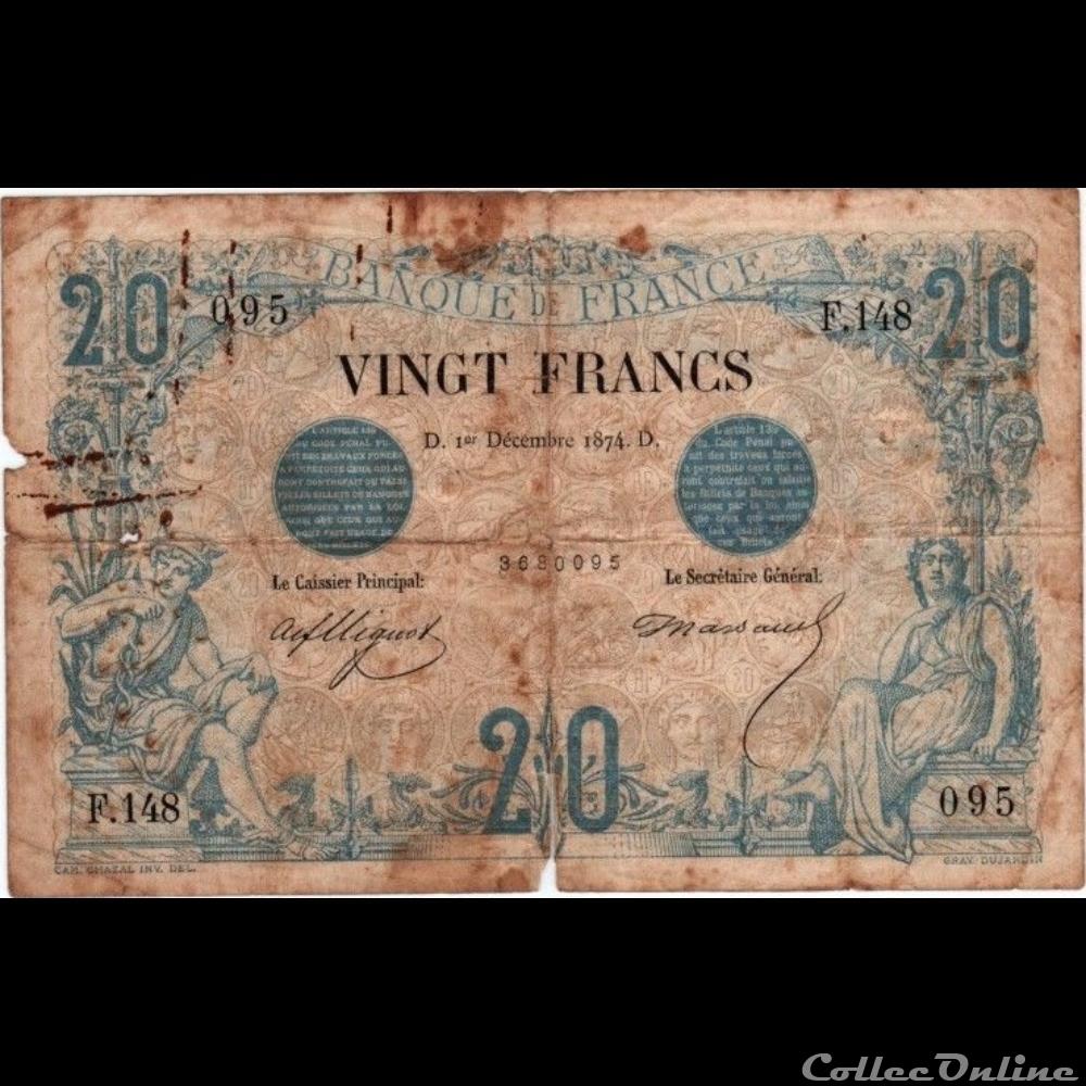 billet france banque de xxe 01 12 1874 f 148 095