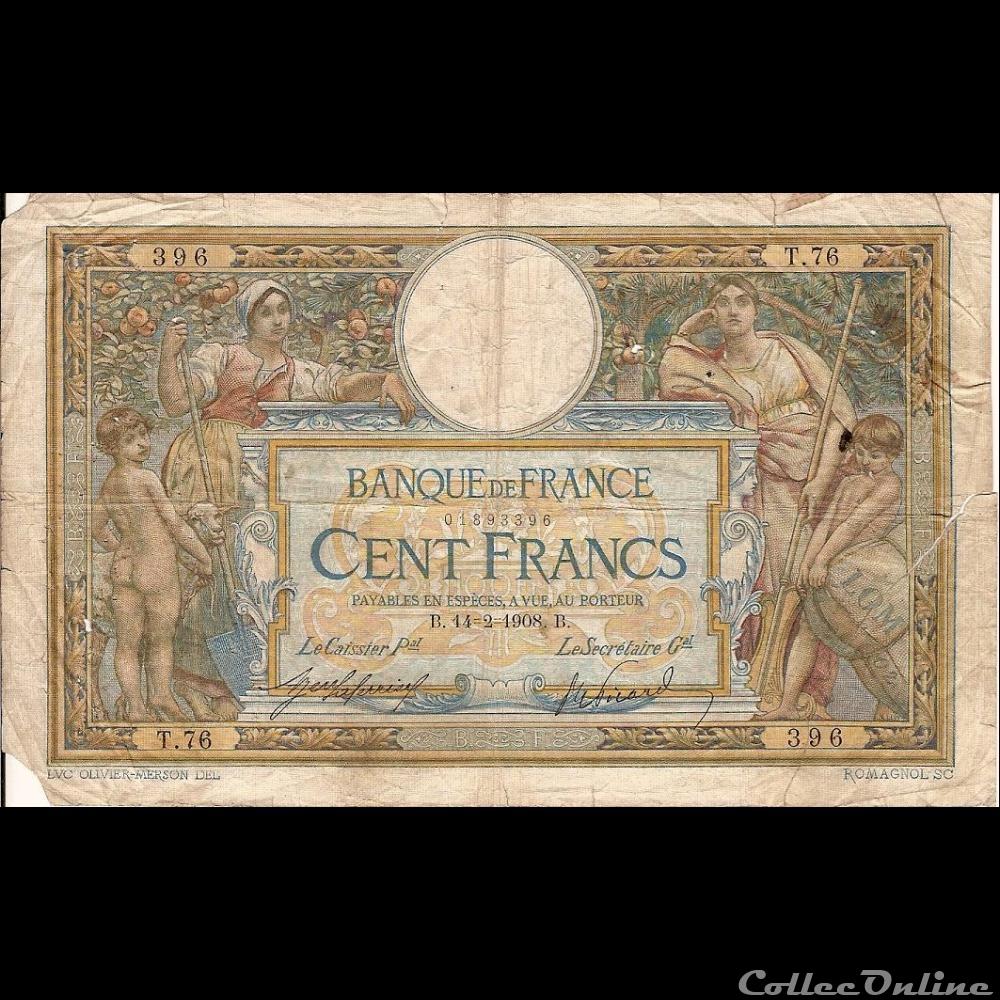 billet france banque de xxe 14 02 1908 t 76 396