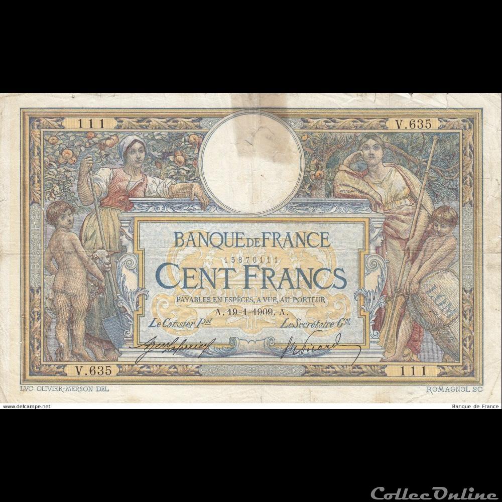 19-01-1909 -- V.635 111 billet france banque de xxe 19 01 1909 v 635 111