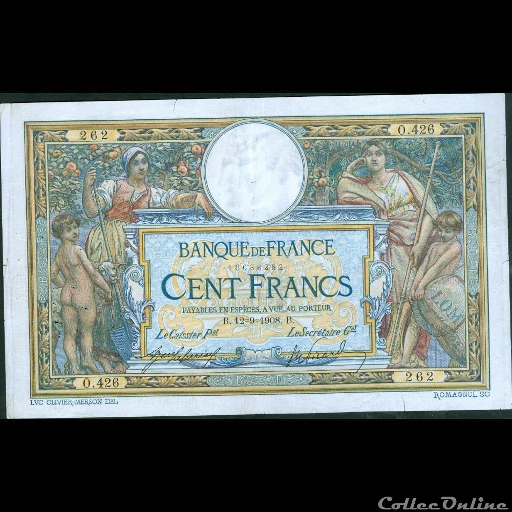 12-09-1908 -- O.426 262 billet france banque de xxe 12 09 1908 o 426 262