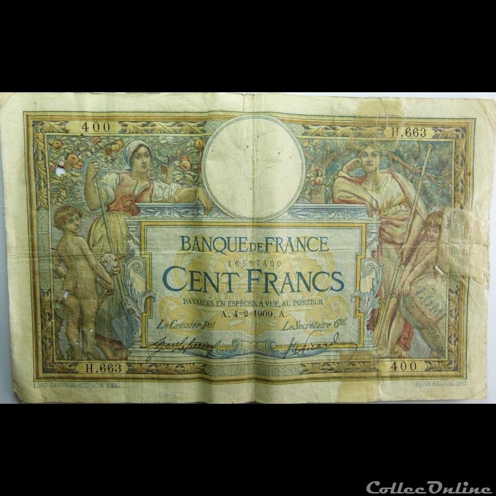 04-02-1909 -- H.663 400 billet france banque de xxe 04 02 1909 h 663 400