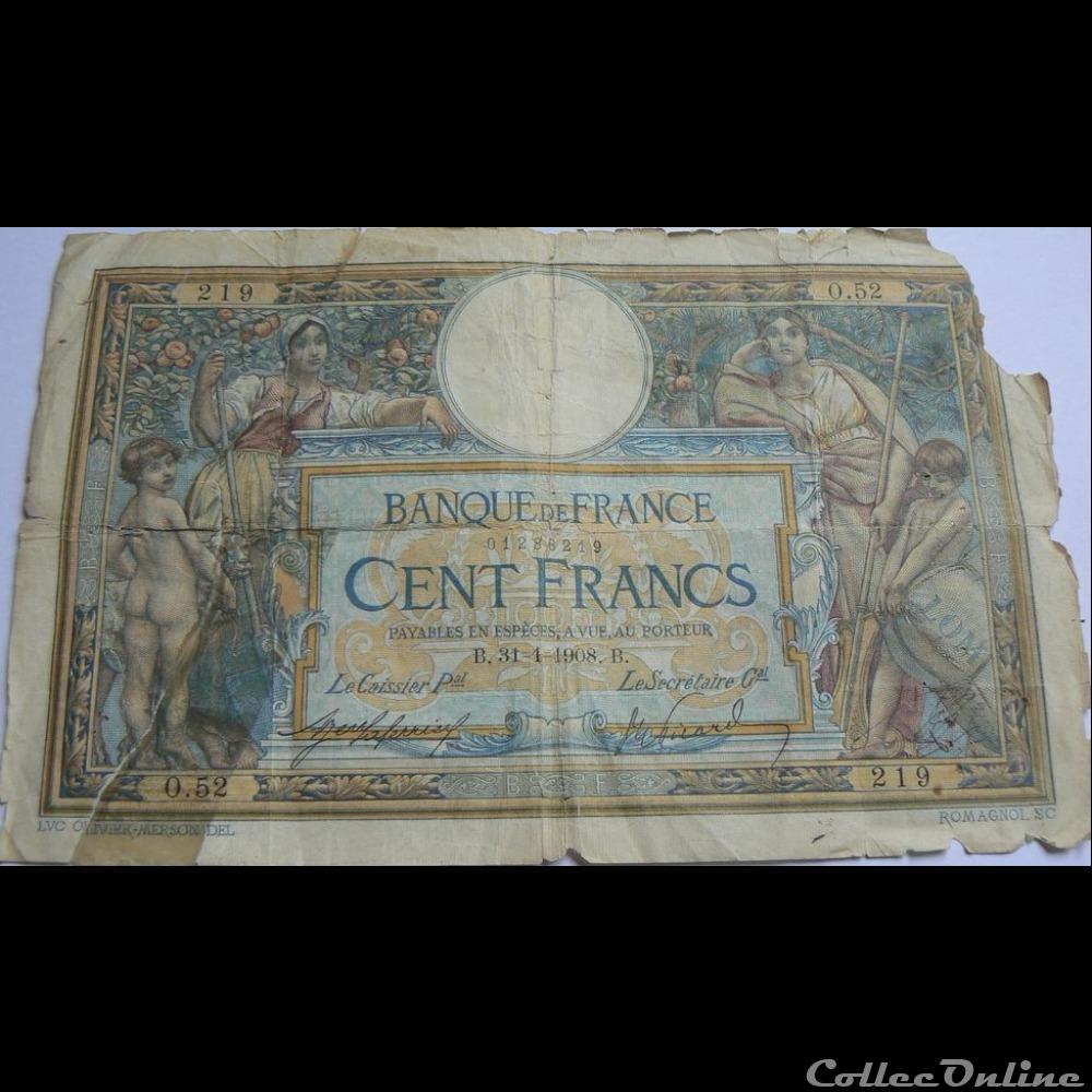 billet france banque de xxe 31 01 1908 o 52 219