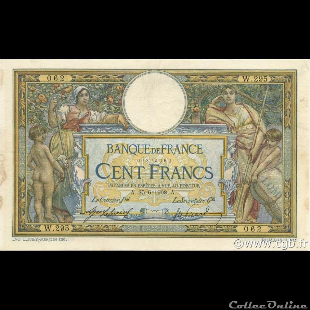 25-06-1908 -- W.295 062 billet france banque de xxe 25 06 1908 w 295 062