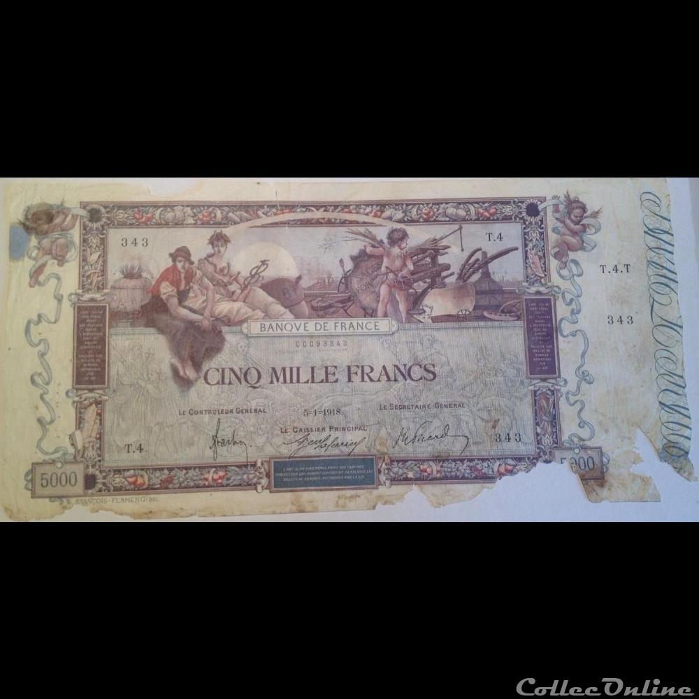 05-01-1918 -- T.4 343 billet france banque de xxe 05 01 1918 t 4 343