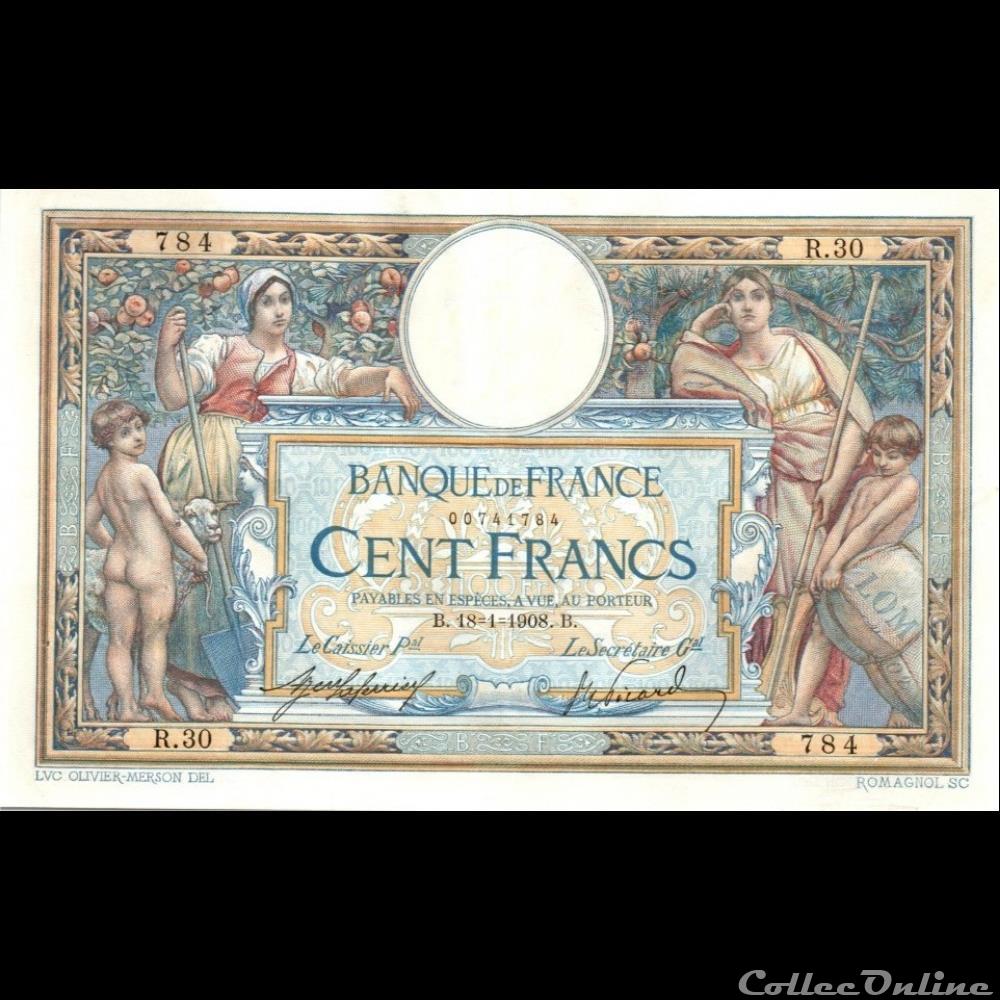 18-01-1908 -- R.30 784 billet france banque de xxe 18 01 1908 r 30 784