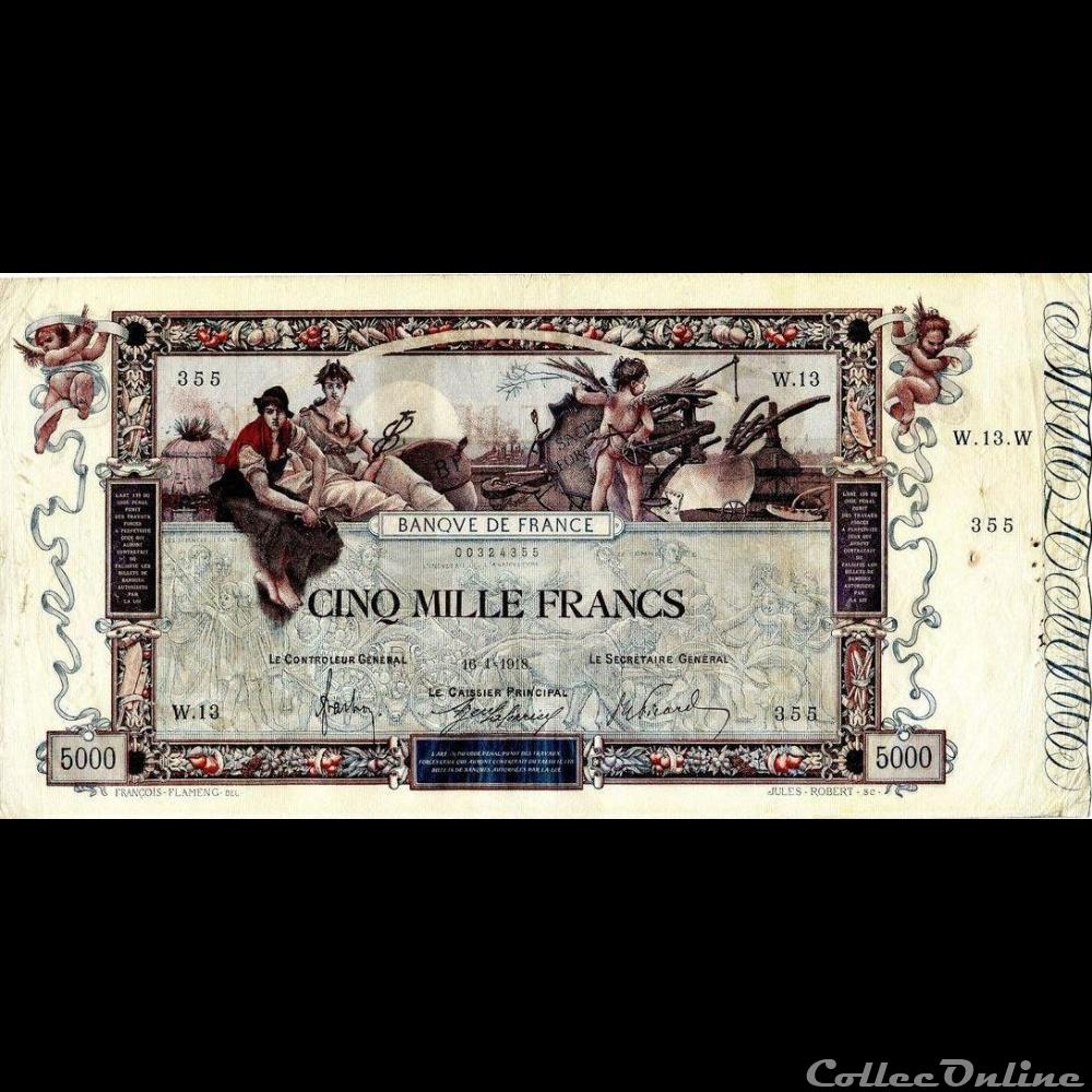 16-01-1918 -- W.13 355 billet france banque de xxe 16 01 1918 w 13 355
