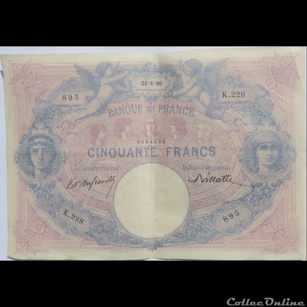 23-08-1890 -- K.228 895 billet france banque de xxe 23 08 1890 k 228 895