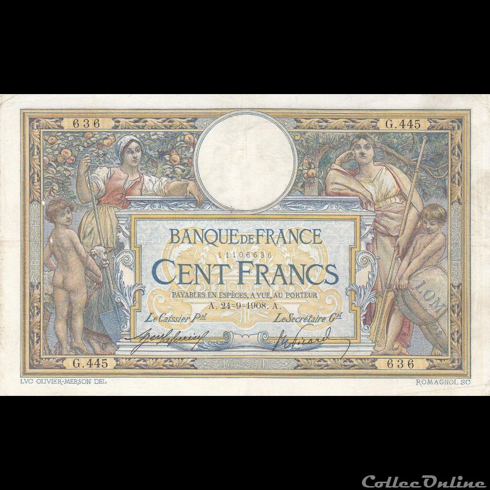 24-09-1908 -- G.445 636 billet france banque de xxe 24 09 1908 g 445 636