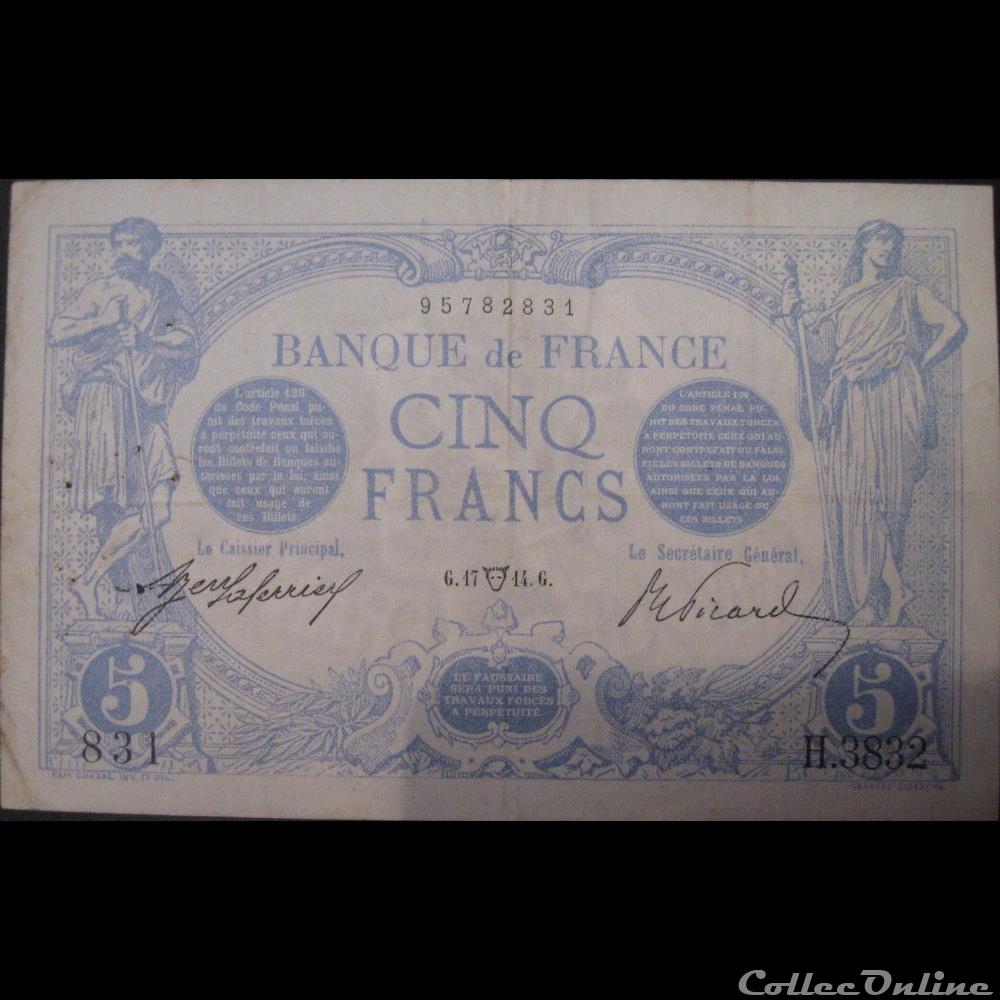 17-04-1914 -- H.3832 831 billet france banque de xxe 17 04 1914 h 3832 831