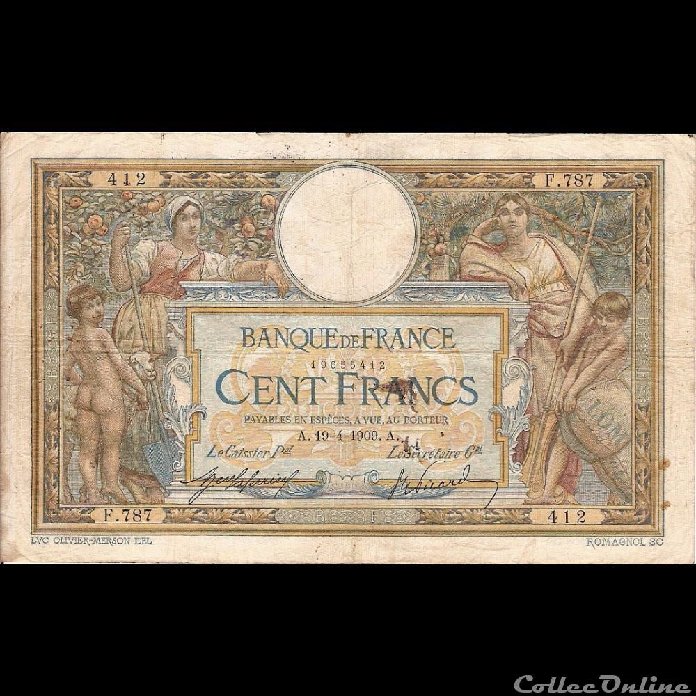 19-04-1909 -- F.787 412 billet france banque de xxe 19 04 1909 f 787 412