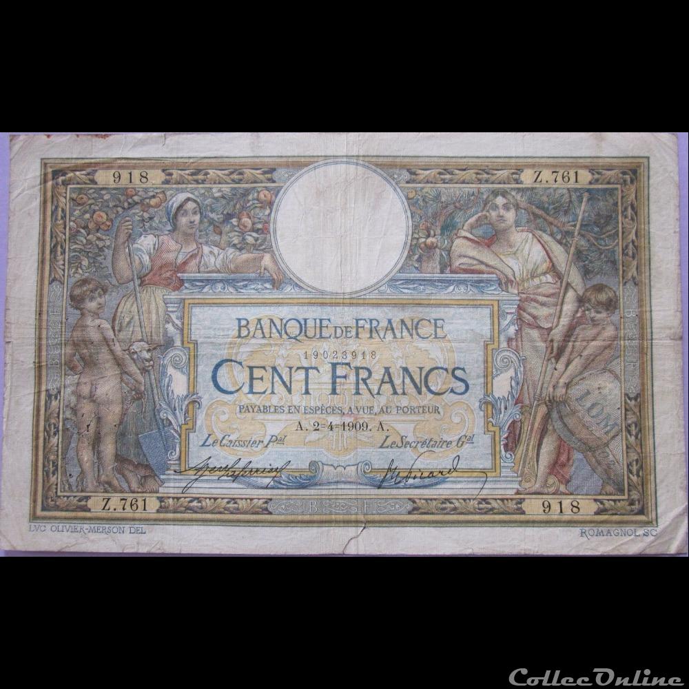 02-04-1909 -- Z.761 918 billet france banque de xxe 02 04 1909 z 761 918