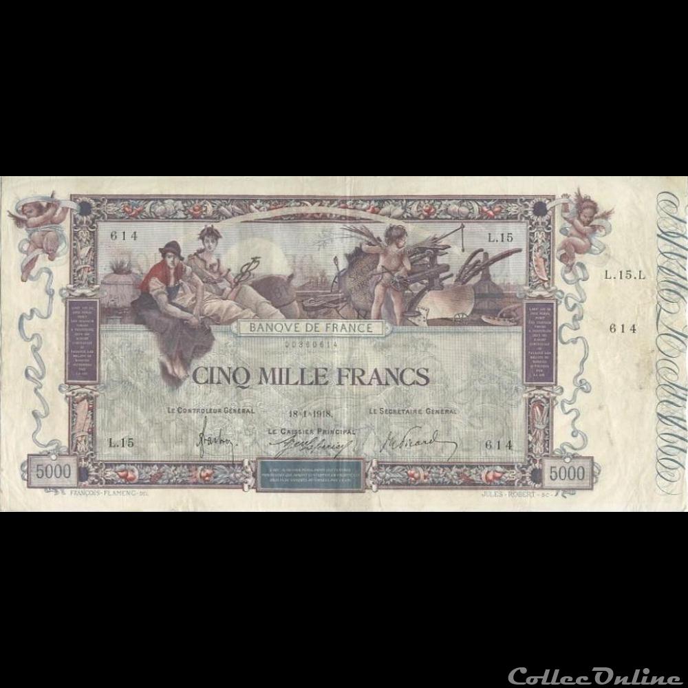 18-01-1918 -- L.15 614 billet france banque de xxe 18 01 1918 l 15 614