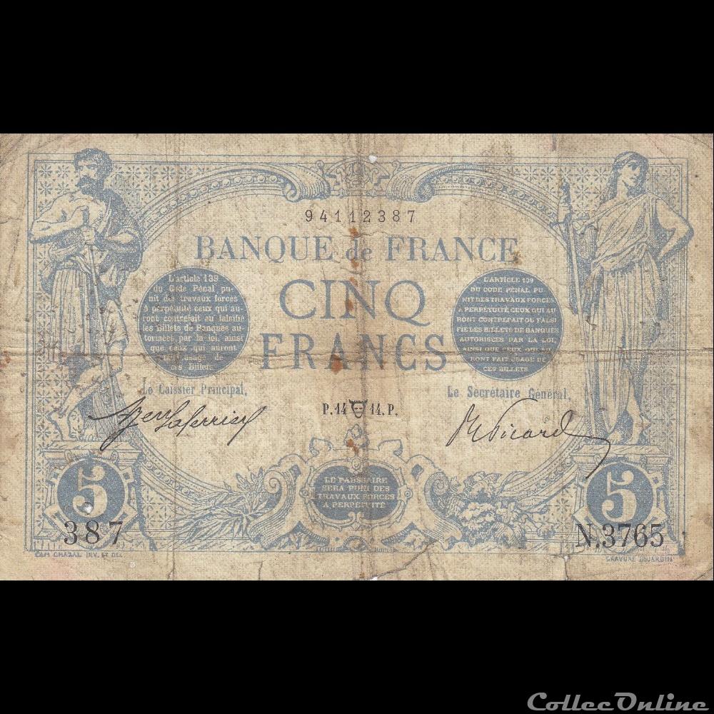 billet france banque de xxe 14 04 1914 n 3765 387