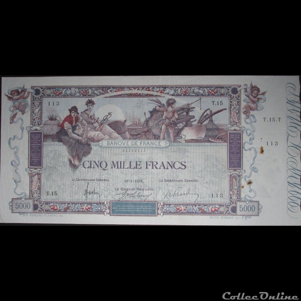 billet france banque de xxe 18 01 1918 t 15 113