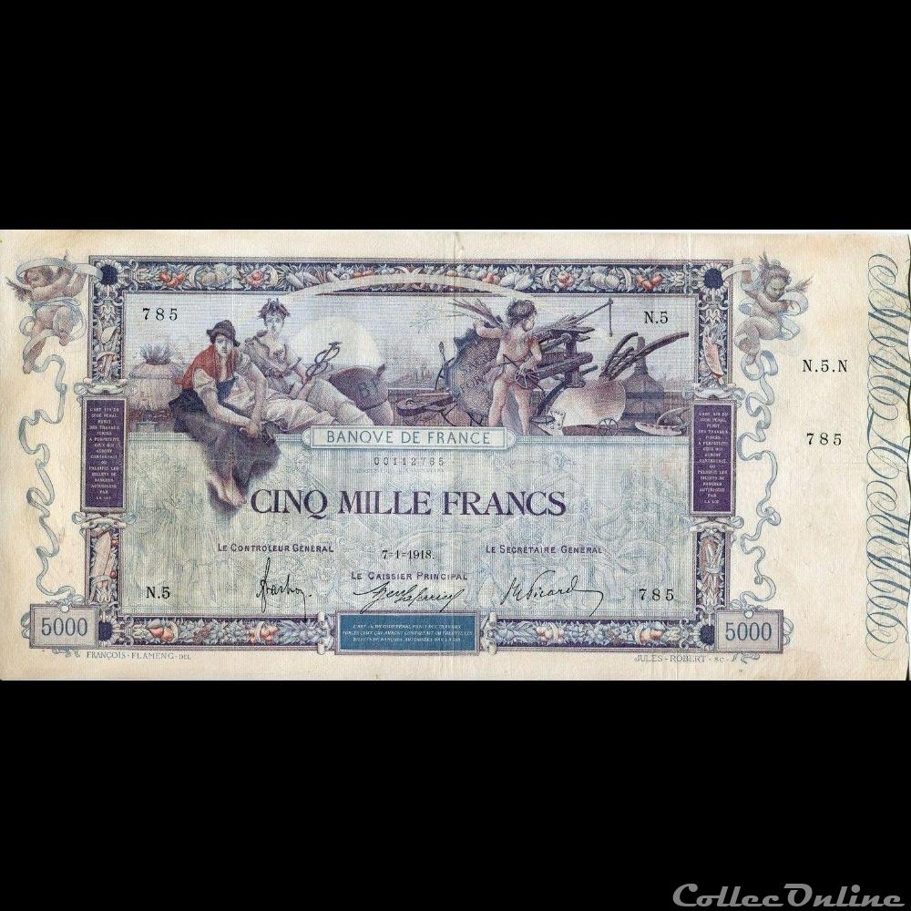 07-01-1918 -- N.5 785 billet france banque de xxe 07 01 1918 n 5 785