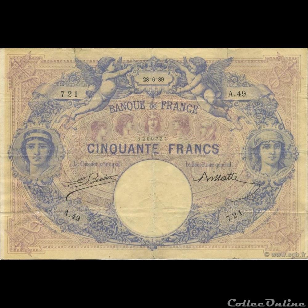 billet france banque de xxe 28 06 1889 a 49 721