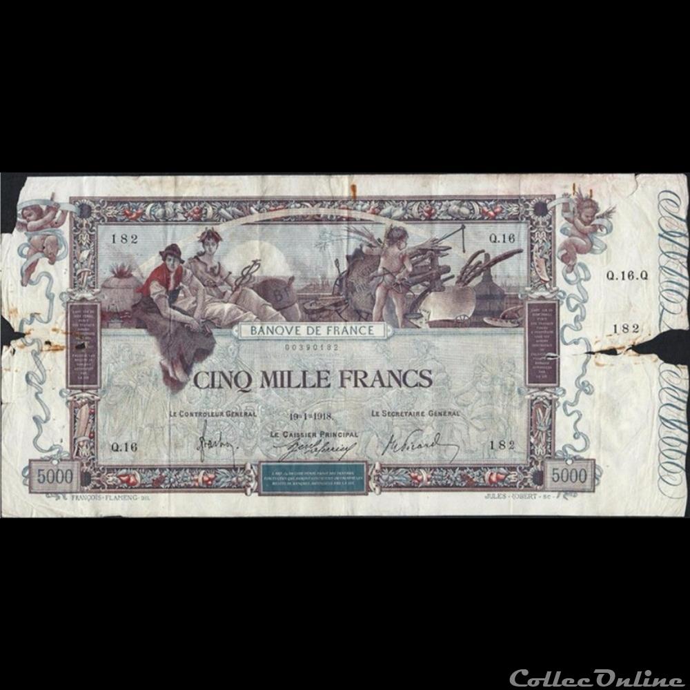 19-01-1918 -- Q.16 182 billet france banque de xxe 19 01 1918 q 16 182