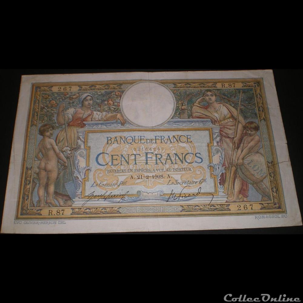 21-02-1908 -- R.87 267 billet france banque de xxe 21 02 1908 r 87 267