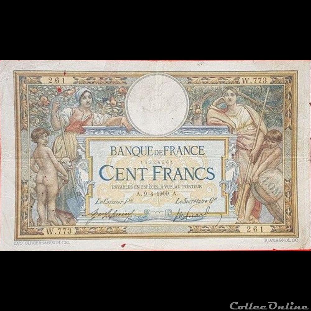 billet france banque de xxe 09 04 1909 w 773 261