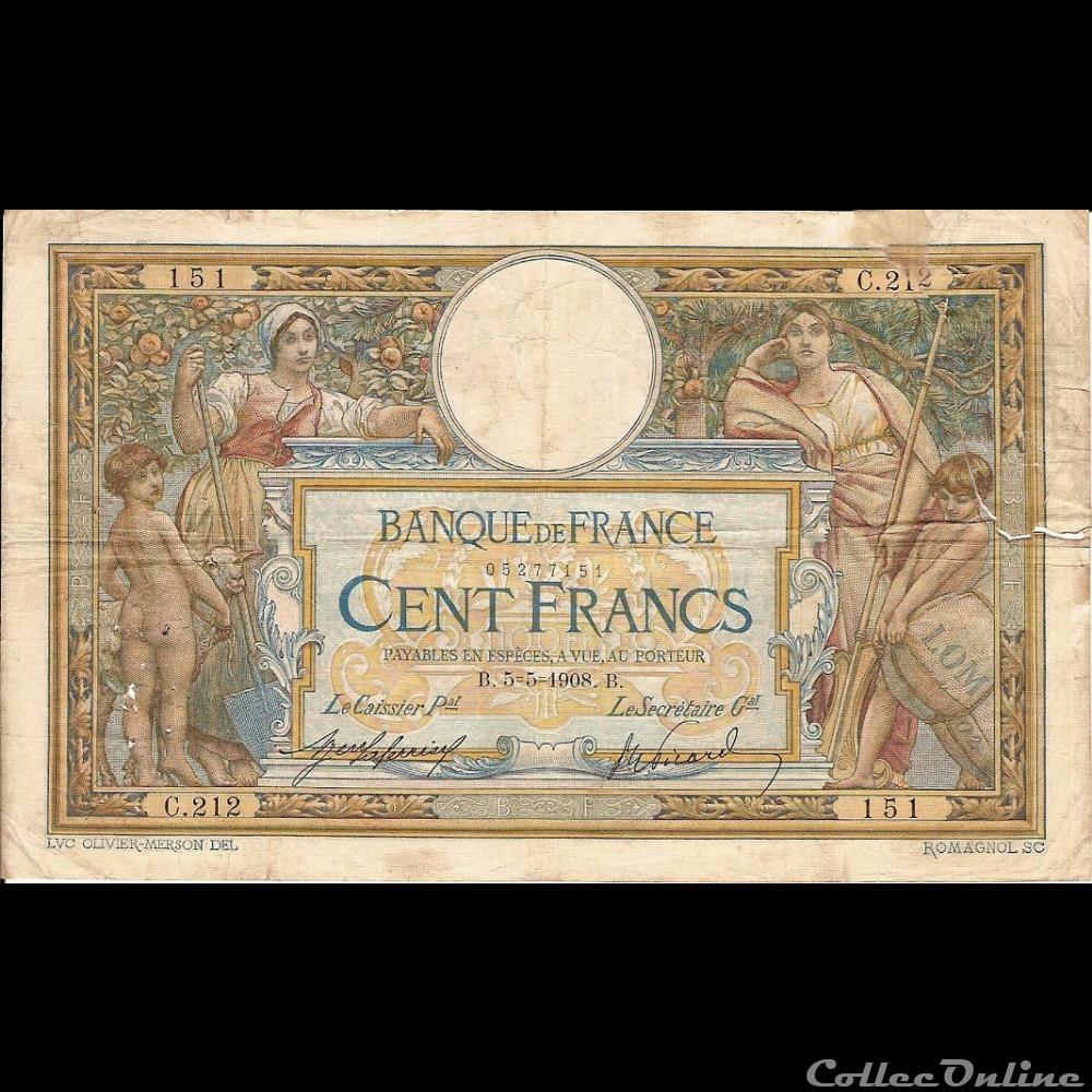 05-05-1908 -- C.212 151 billet france banque de xxe 05 05 1908 c 212 151