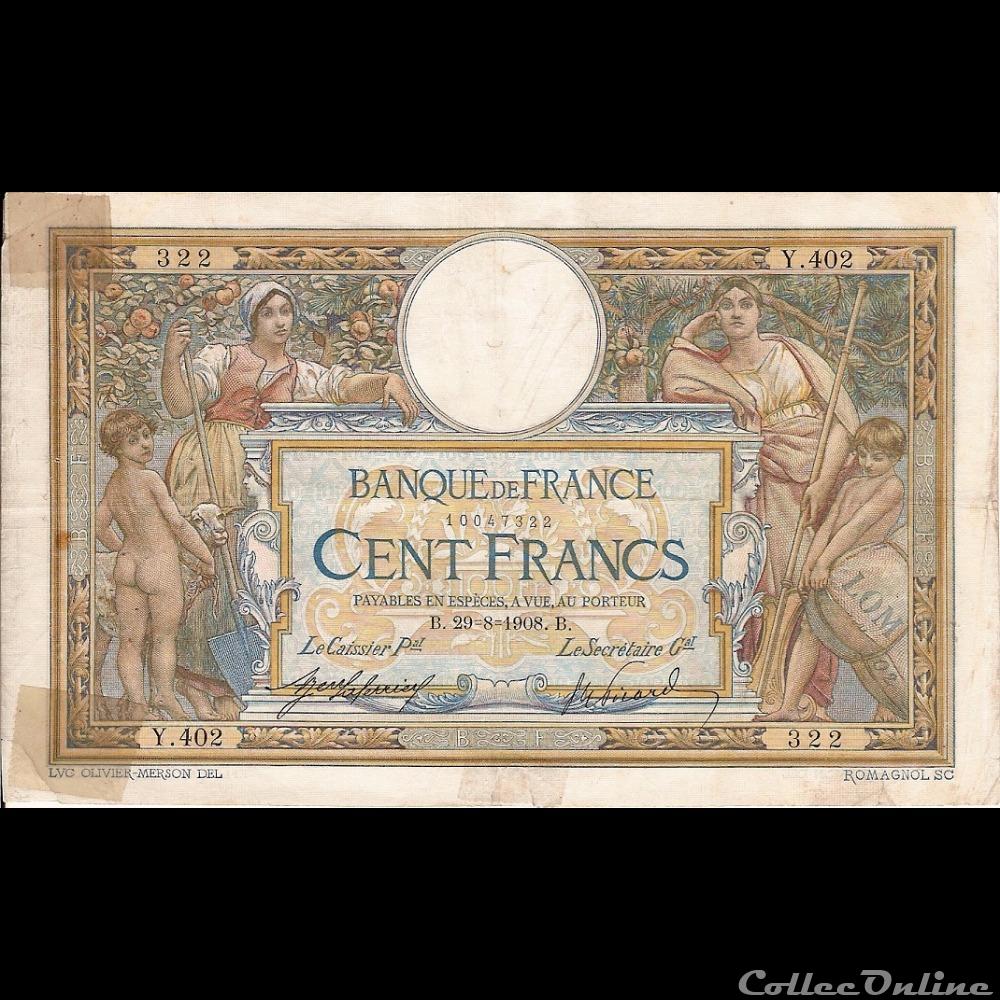 29-08-1908 -- Y.402 322 billet france banque de xxe 29 08 1908 y 402 322