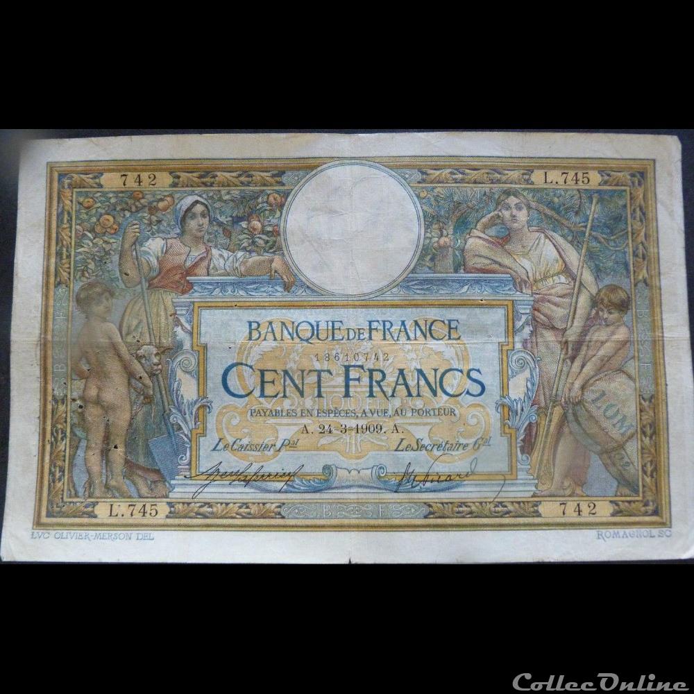 24-03-1909 -- L.745 742 billet france banque de xxe 24 03 1909 l 745 742