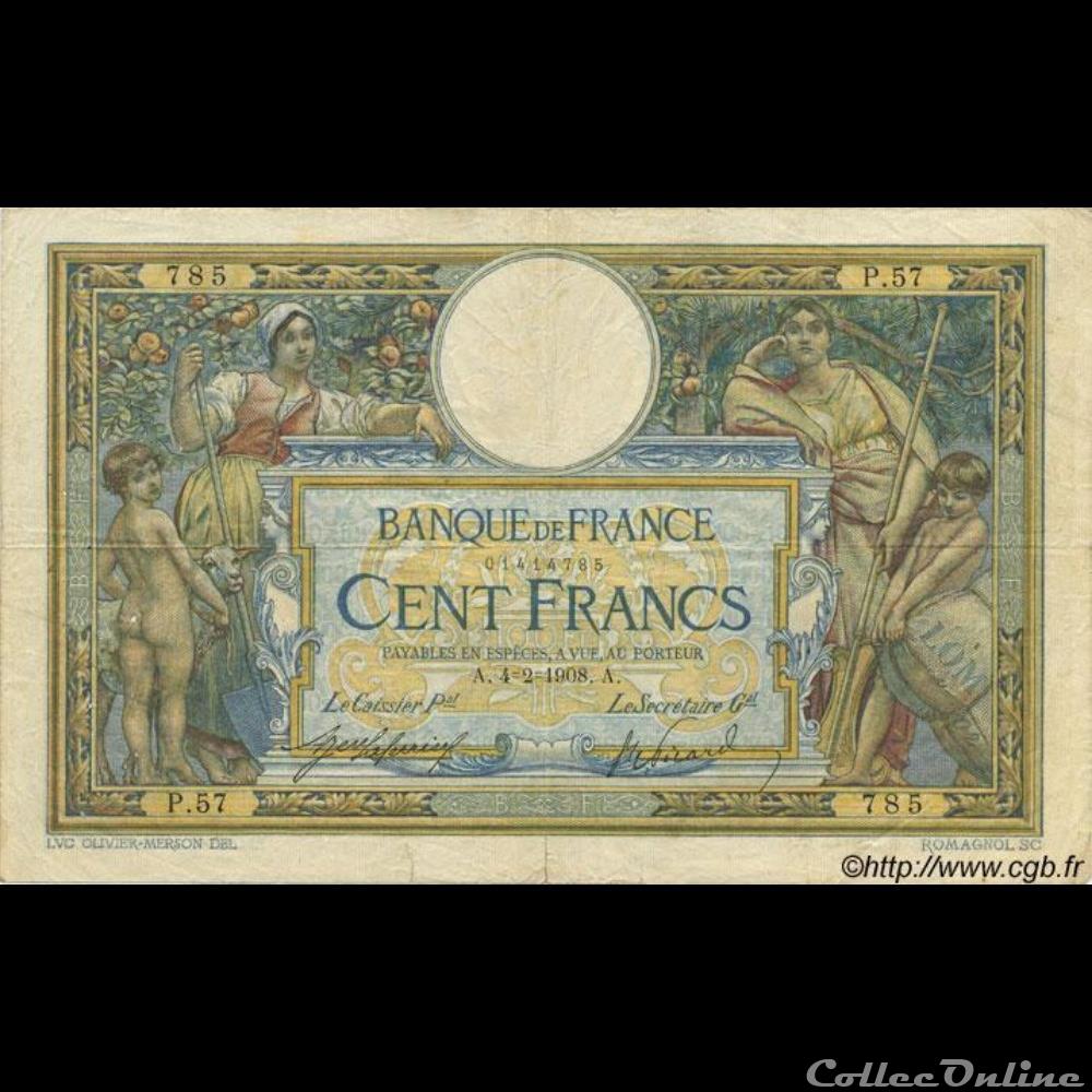 04-02-1908 -- P.57 785 billet france banque de xxe 04 02 1908 p 57 785