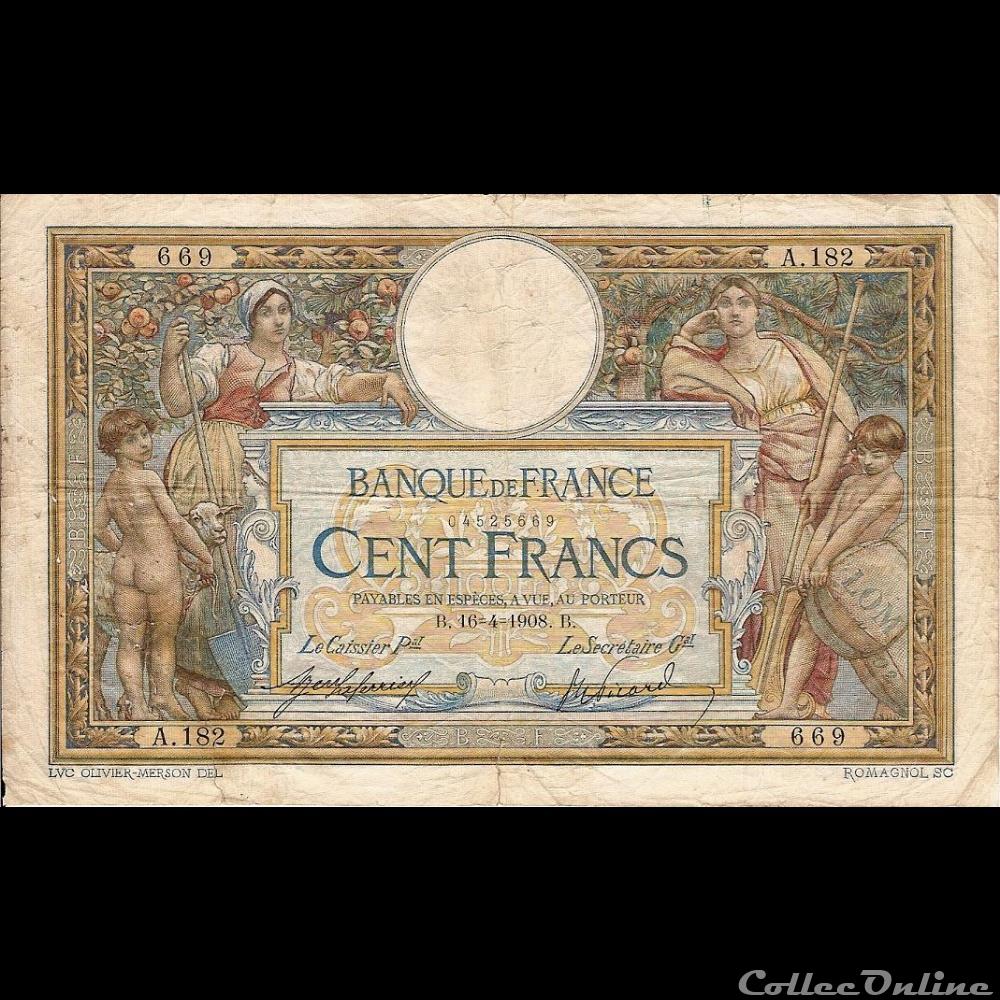 16-04-1908 -- A.182 669 billet france banque de xxe 16 04 1908 a 182 669