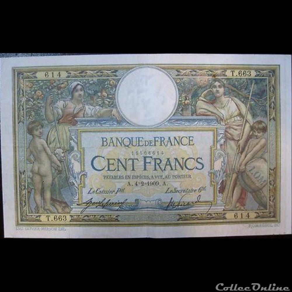 billet france banque de xxe 04 02 1909 t 663 614
