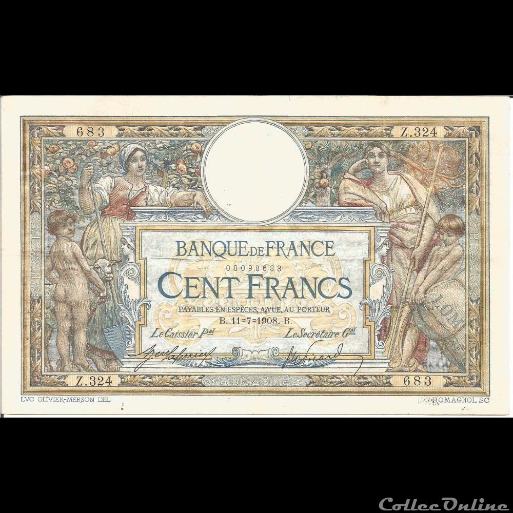 11-07-1908 -- Z.324 683 billet france banque de xxe 11 07 1908 z 324 683