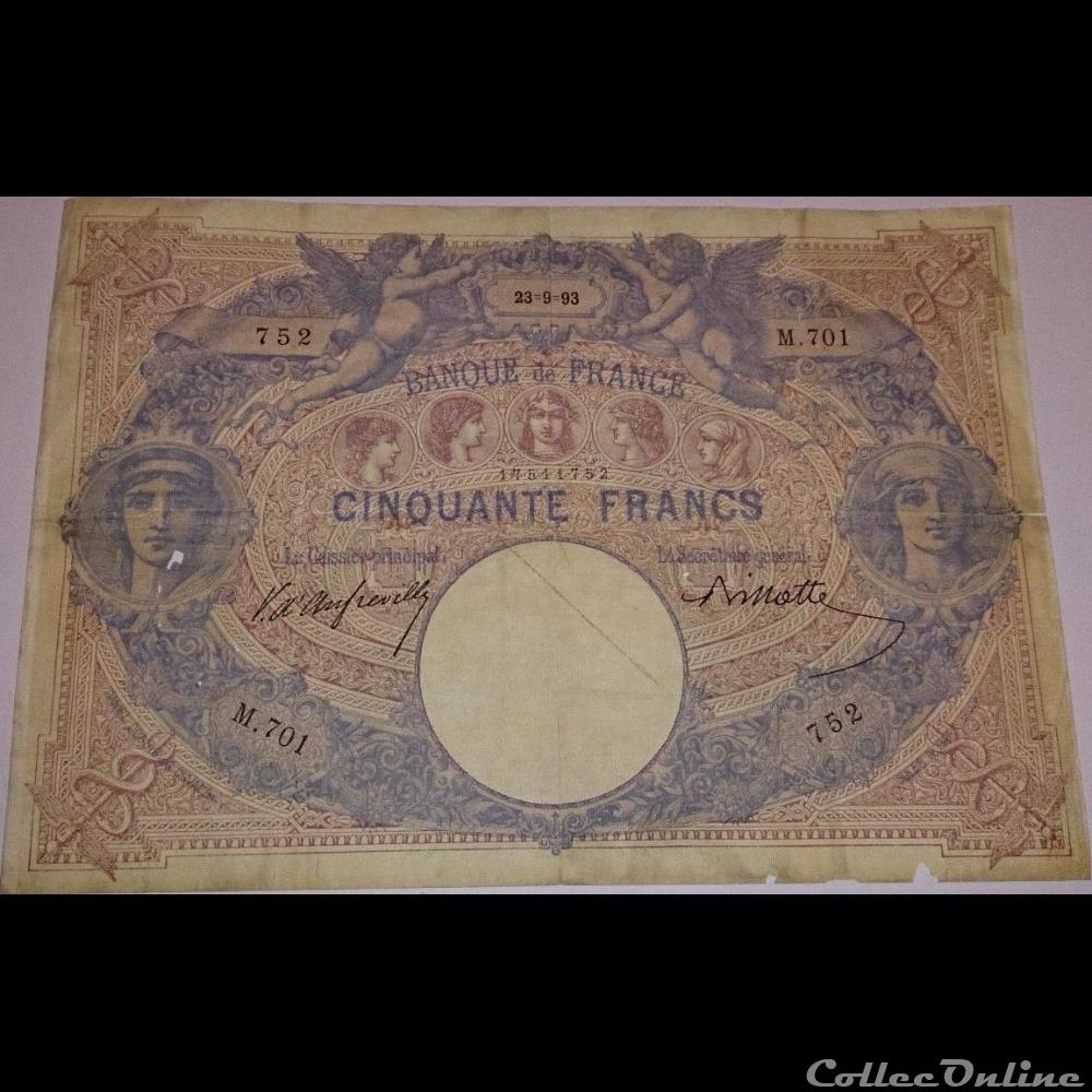 23-09-1893 -- M.701 752 billet france banque de xxe 23 09 1893 m 701 752