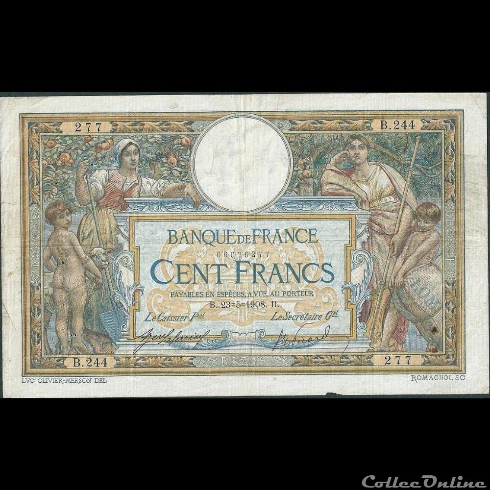 23-05-1908 -- B.244 277 billet france banque de xxe 23 05 1908 b 244 277
