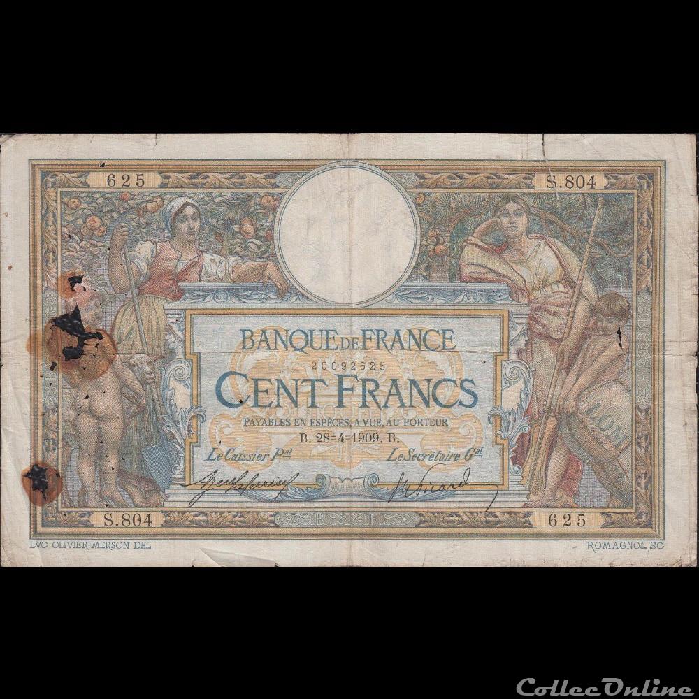 28-04-1909 -- S.804 625 billet france banque de xxe 28 04 1909 s 804 625