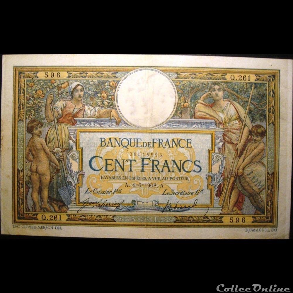 billet france banque de xxe 04 06 1908 q 261 596