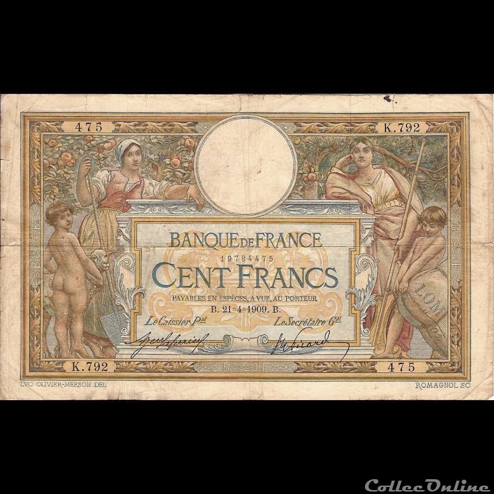 21-04-1909 -- K.792 475 billet france banque de xxe 21 04 1909 k 792 475