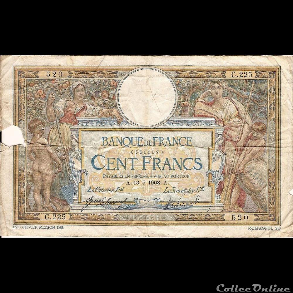 13-05-1908 -- C.225 520 billet france banque de xxe 13 05 1908 c 225 520