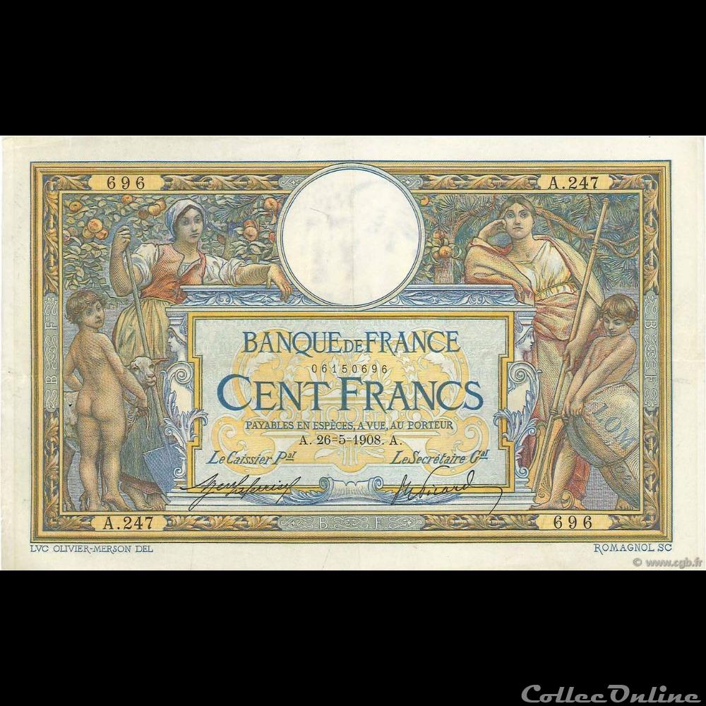 26-05-1908 -- A.247 696 billet france banque de xxe 26 05 1908 a 247 696
