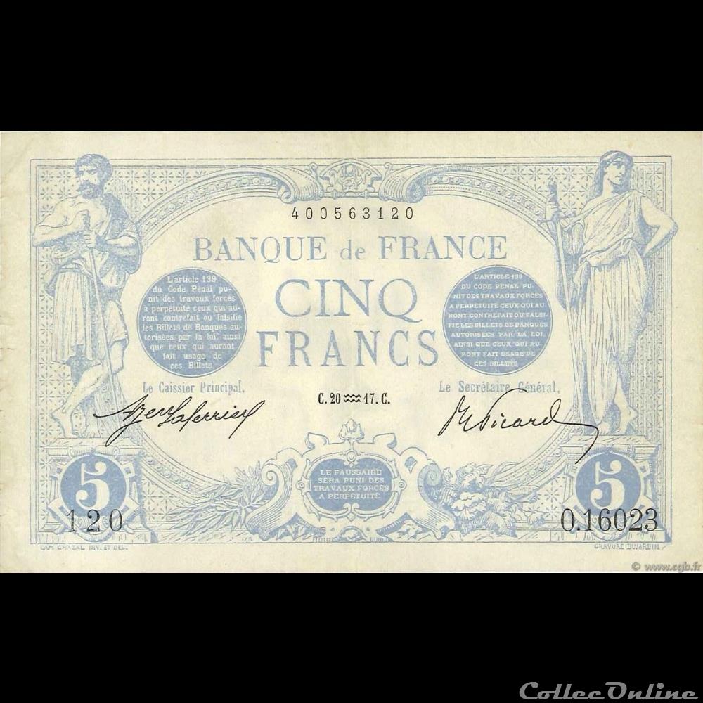 20-01-1917 -- O.16023 120 billet france banque de xxe 20 01 1917 o 16023 120