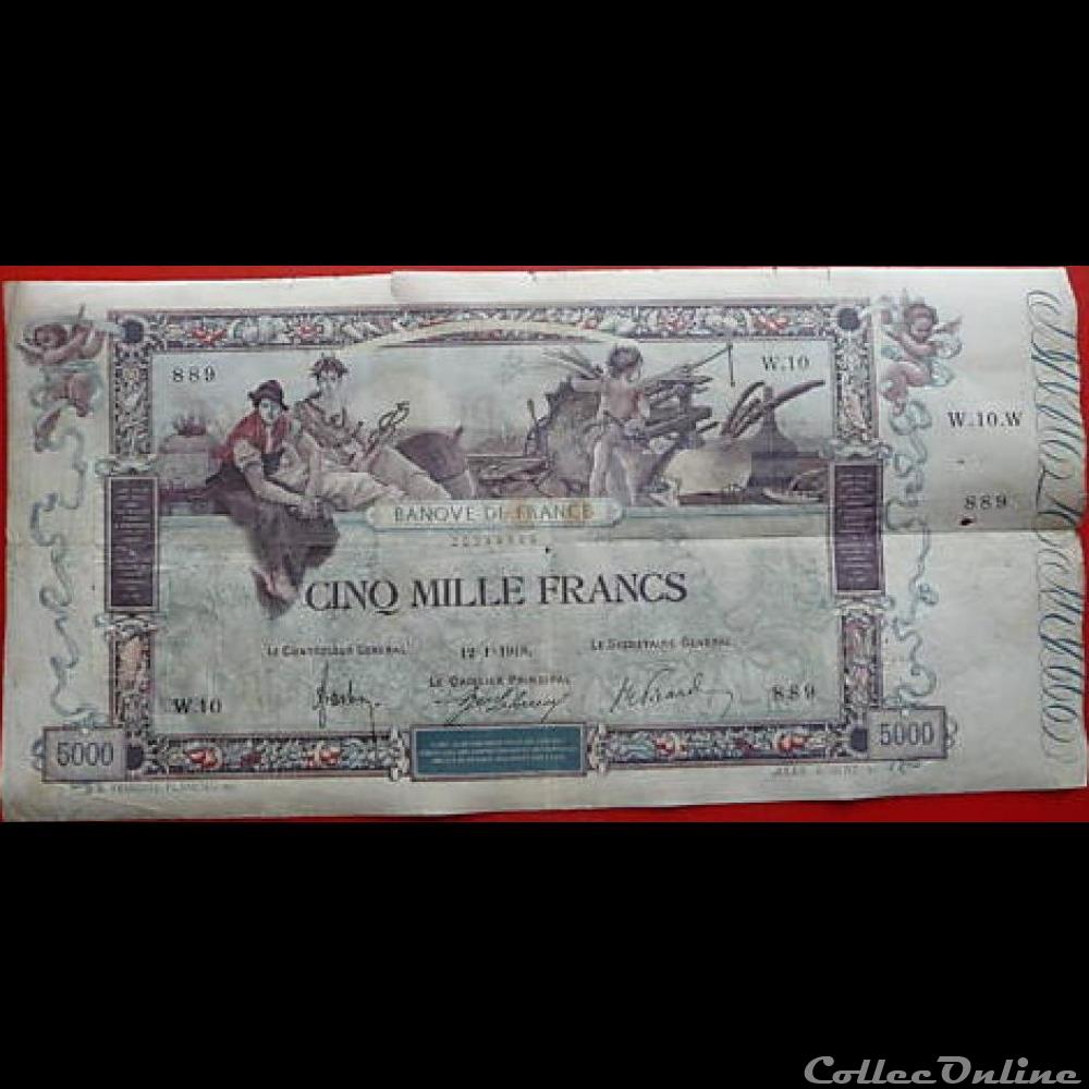 12-01-1918 -- W.10 889 billet france banque de xxe 12 01 1918 w 10 889