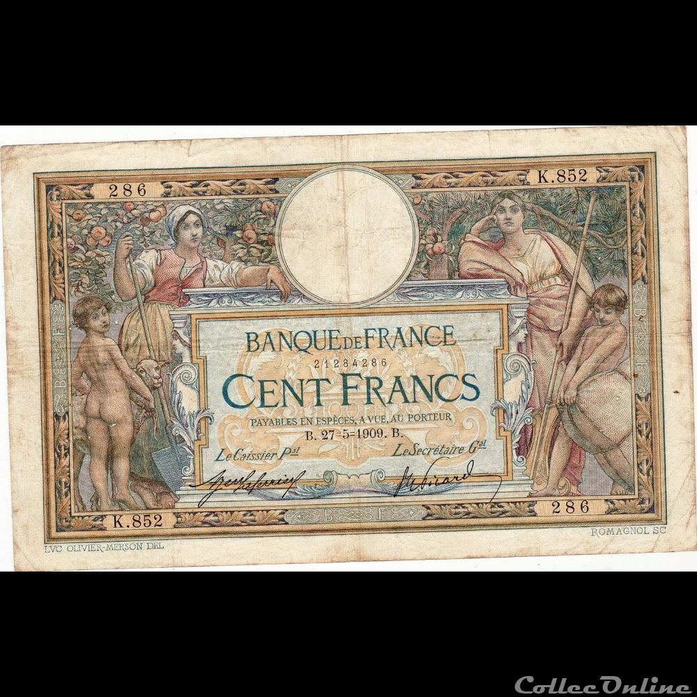 27-05-1909 -- K.852 286 billet france banque de xxe 27 05 1909 k 852 286