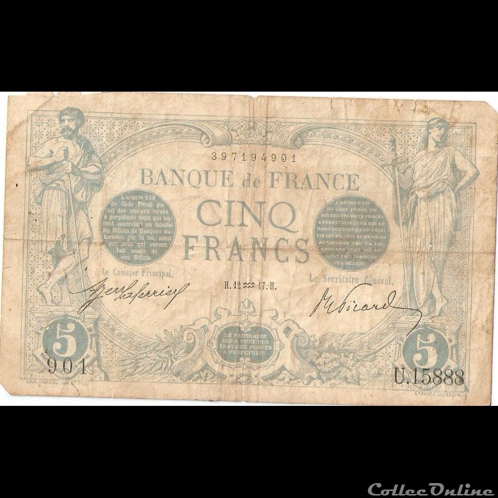 12-01-1917 -- U.15888 901 billet france banque de xxe 12 01 1917 u 15888 901