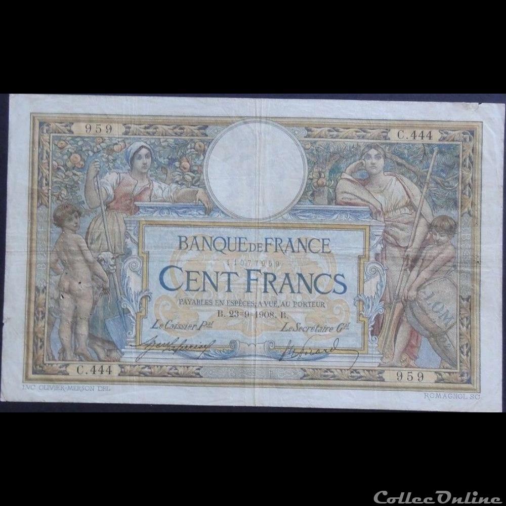 23-09-1908 -- C.444 959 billet france banque de xxe 23 09 1908 c 444 959