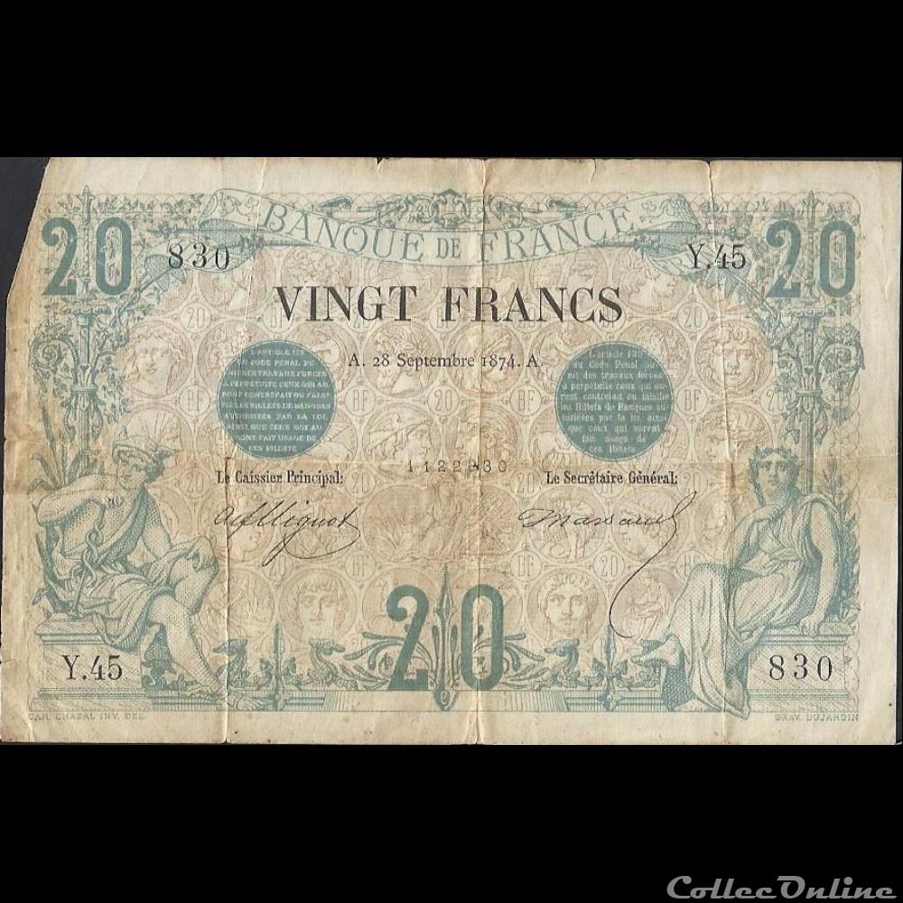 billet france banque de xxe 28 09 1874 y 45 830