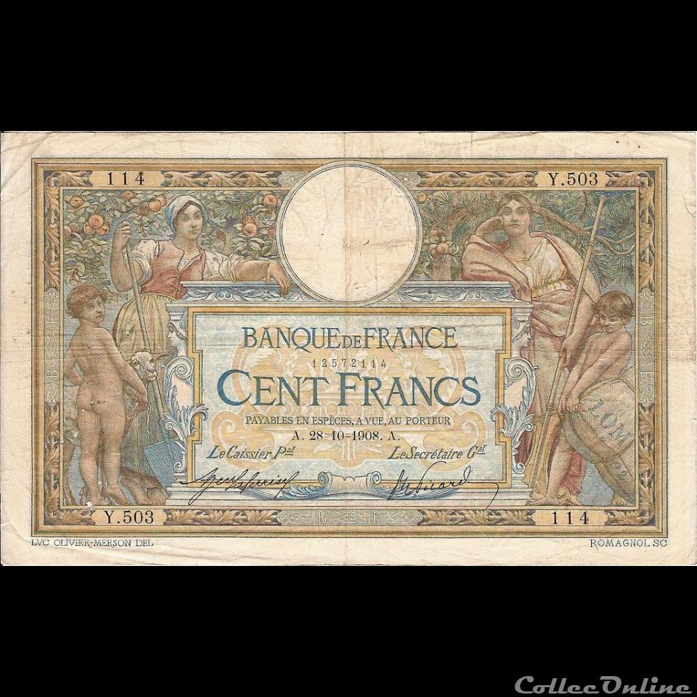 28-10-1908 -- Y.503 114 billet france banque de xxe 28 10 1908 y 503 114