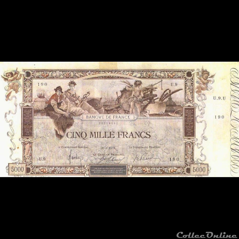 11-01-1918 -- U.9 190 billet france banque de xxe 11 01 1918 u 9 190