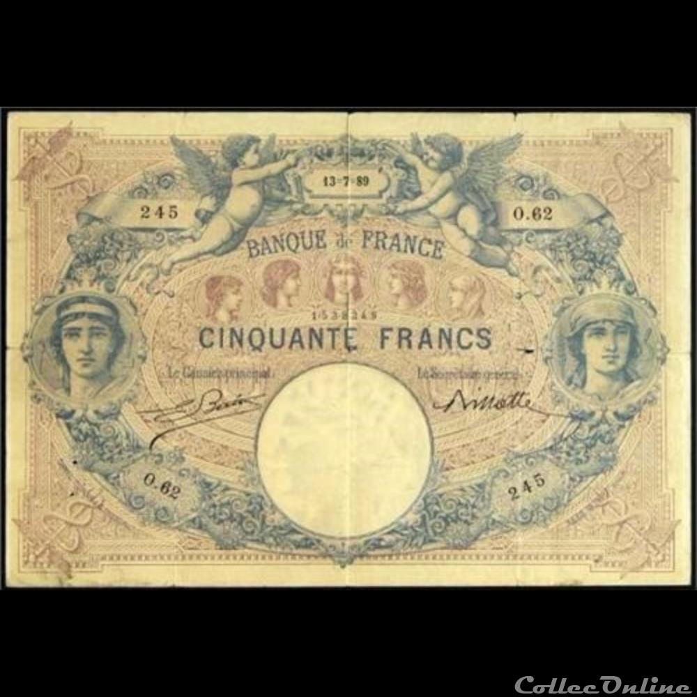 billet france banque de xxe 13 07 1889 o 62 245