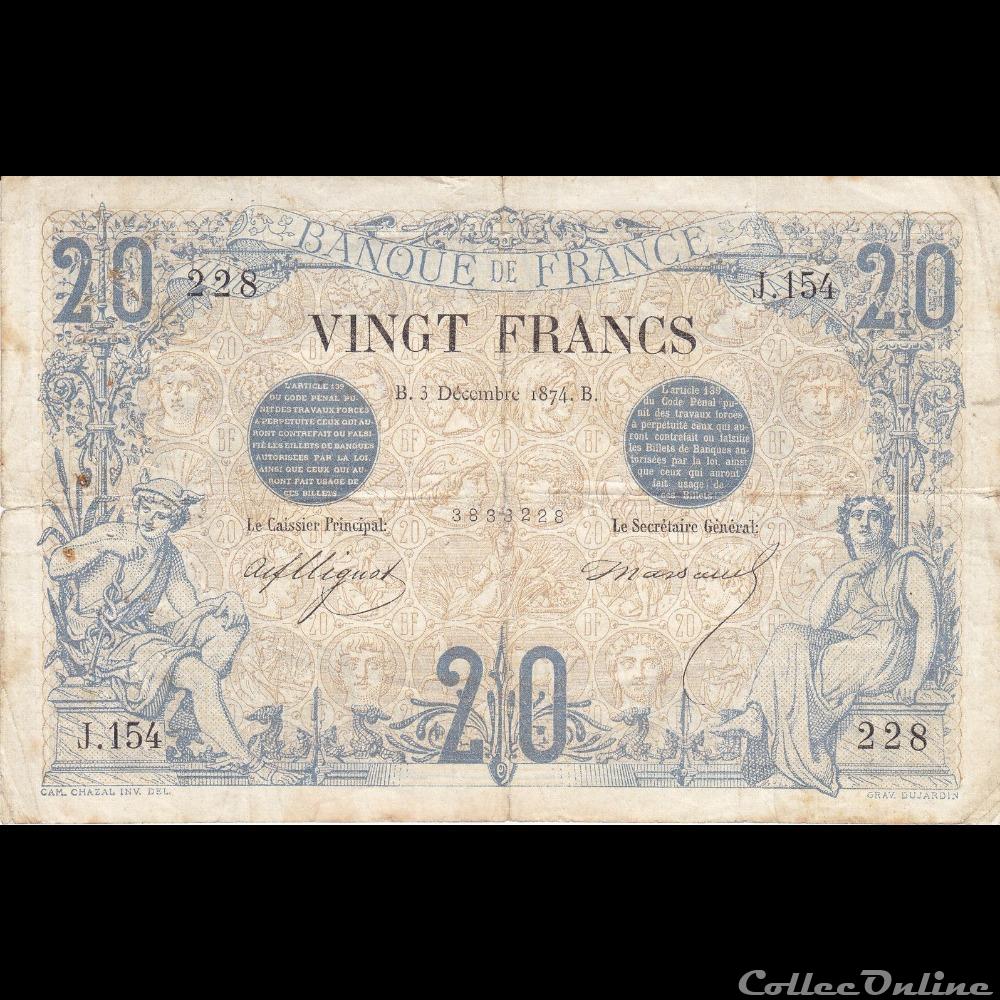 billet france banque de xxe 03 12 1874 j 154 228